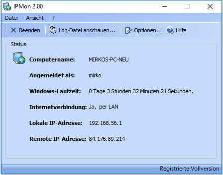 Screenshot vom Programm: IPMon